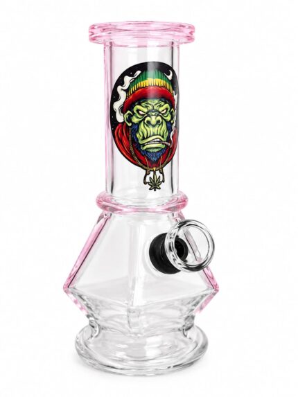 Rasta Gorilla Beaker Glass Bong (Pink Trim)
